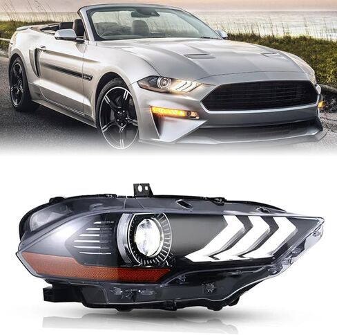 مصباح أمامي LED كامل لموستانج متوافق مع 2018 2019 2020 2021 2022 2023 فورد موستانج شيلبي GT EcoBoost زوج من المصابيح الأمامية DRL (يسار ويمين) in Kuwait