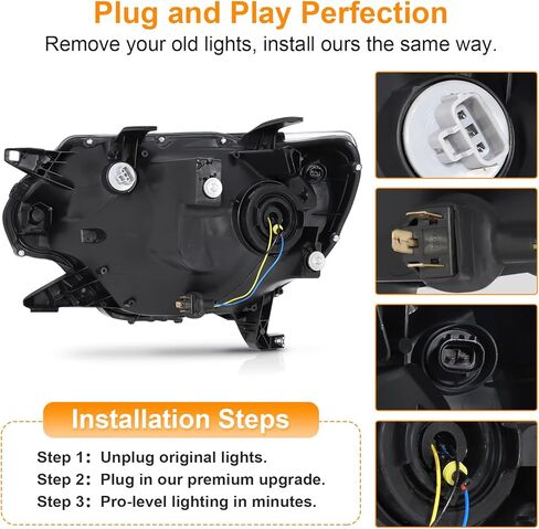 مجموعات المصابيح الأمامية الأكثر سطوعًا بنسبة 500% تناسب 2012-2015 Toyota Tacoma w/LED DRL ضوء الانعطاف المتسلسل 12 13 14 15 Tacoma Projector Headlamp، التوصيل والتشغيل (عاكس كهرماني أسود) in Saudi Arabia