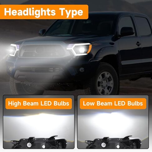 مجموعات المصابيح الأمامية الأكثر سطوعًا بنسبة 500% تناسب 2012-2015 Toyota Tacoma w/LED DRL ضوء الانعطاف المتسلسل 12 13 14 15 Tacoma Projector Headlamp، التوصيل والتشغيل (عاكس كهرماني أسود) in Saudi Arabia
