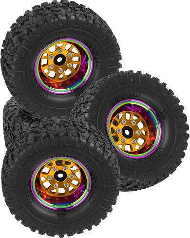 إطارات عجلات ألومنيوم 1.3 لسيارة 1/18 TRX4M 1/24 SCX24 RC الزاحفة، إطارات عجلات معدنية مقاس 1.3 بوصة وإطارات مطاطية، 4 قطع عجلات وإطارات سيارة شاحنة RC مع إسفنجة، أسود in Kuwait
