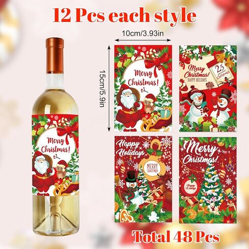 45Pcs Merry Christmas Wine Bottle Labels 9 Designs Vintage Christmas Wine Bottle Stickers Drinks Wrappers for Party Favors Decor Supplies in Saudi Arabia
