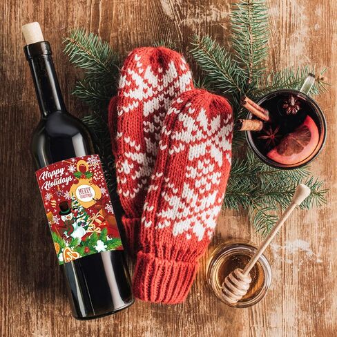 45Pcs Merry Christmas Wine Bottle Labels 9 Designs Vintage Christmas Wine Bottle Stickers Drinks Wrappers for Party Favors Decor Supplies in Saudi Arabia