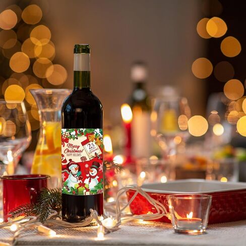 45Pcs Merry Christmas Wine Bottle Labels 9 Designs Vintage Christmas Wine Bottle Stickers Drinks Wrappers for Party Favors Decor Supplies in Saudi Arabia