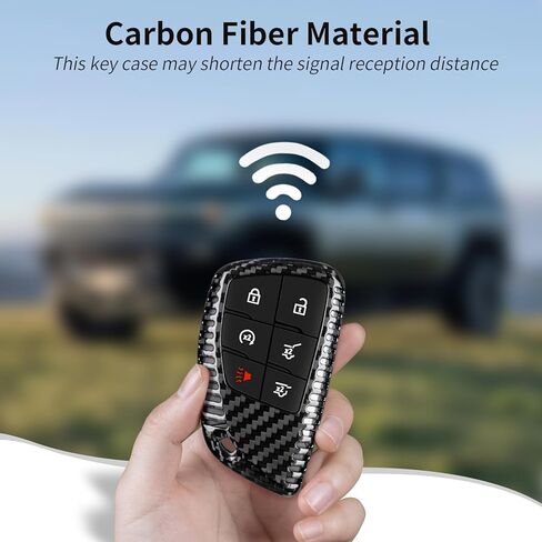 T-carbon Key Fob Cover Compatible with GMC Hummer with Keychain, Real Carbon Fiber Key Fob Case Protecotr Compatible with Hummer EV Pickup & SUV Smart Key Case 2022-2025(Black) in Saudi Arabia