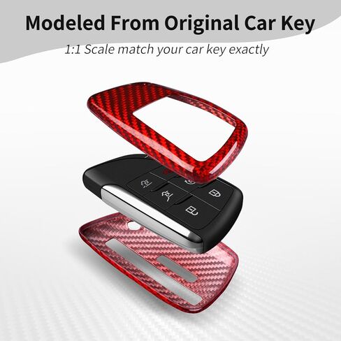 T-carbon Key Fob Cover Compatible with GMC Hummer with Keychain, Real Carbon Fiber Key Fob Case Protecotr Compatible with Hummer EV Pickup & SUV Smart Key Case 2022-2025(Black) in Saudi Arabia