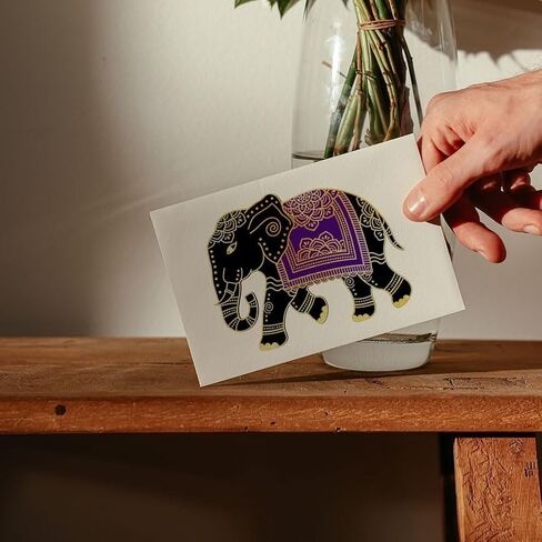 Indian Elephant Clear Stamps for DIY Scrapbooking Paisley Hamsa Pattern Silicone Stamp Seals Transparent Stamp for Cards Making Photo Album Journal Home Decoration 6.3×4.33inch in Saudi Arabia