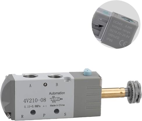 4V210-08 Pneumatic Solenoid Compressed Air Control Valve Switch Tool Tools 2 Way Position 5 Port G1/4 4V21008 DC24V 24V AC220V(DC24V) in Saudi Arabia