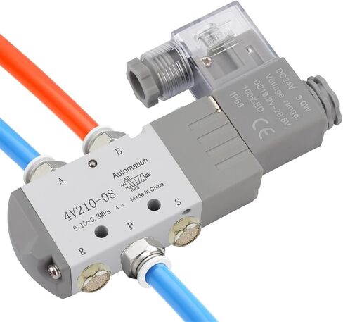4V210-08 Pneumatic Solenoid Compressed Air Control Valve Switch Tool Tools 2 Way Position 5 Port G1/4 4V21008 DC24V 24V AC220V(DC24V) in Saudi Arabia