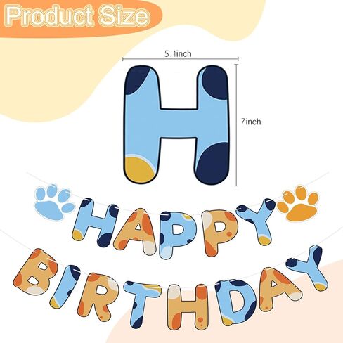 Blue and Orange Birthday Banner, Happy Birthday Banner, Blue Dog Party Decorations for Boys Kids Birthdays Supplies in Saudi Arabia