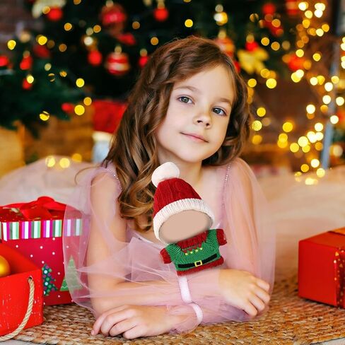 مجموعة ملابس عيد الميلاد سانتا كلوز للدمى، قبعة عيد الميلاد القماشية وإكسسوارات سترة للدمى مقاس 15-17 سم/6-6.7 بوصة (أحمر وأخضر) in Kuwait