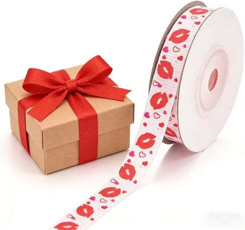 1 Rolls 10 Yards Valentine's Day Ribbon, Craft Printed Grosgrain Ribbons Decorations Gift Wrapping Satin Ribbons for Lover Wedding Anniversary (Heart) in Saudi Arabia