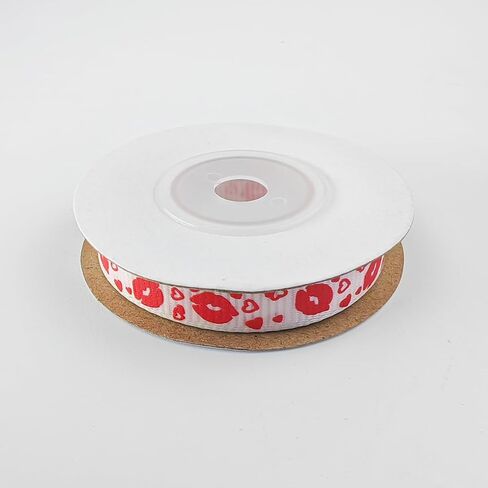 1 Rolls 10 Yards Valentine's Day Ribbon, Craft Printed Grosgrain Ribbons Decorations Gift Wrapping Satin Ribbons for Lover Wedding Anniversary (Heart) in Saudi Arabia