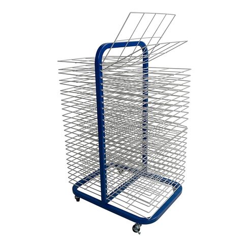 Pearington 25-Shelf Mobile/Wall Mountable Art Drying Rack for Art Studios & Classrooms, 13" D x 17.5" W x 39.4" H, Black/White in Saudi Arabia