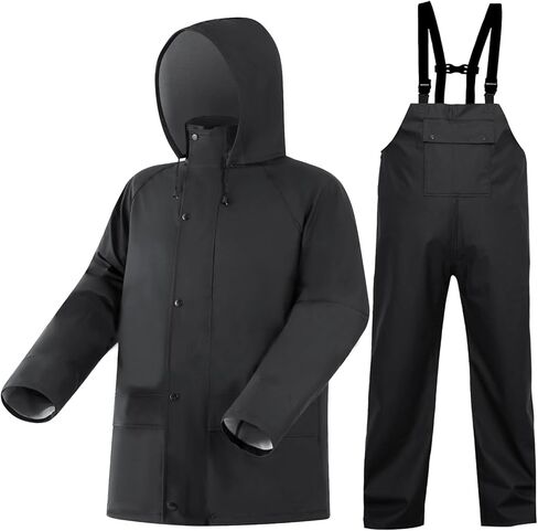 Rain Suit For Men Waterproof Heavy Duty Rain Gear Outdoor All-Sport Work Fishing Jacket & Trouser Raincoats in Saudi Arabia
