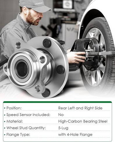Set of 2 Rear Wheel Bearing and Hub Assembly with 5-Lug Fit for:-Ford Edge 2007 2008 2009 2010, for:-Lincoln MKX 2007 2008 2009 2010 3.5L, 4 Wheel ABS, Only AWD Replace OE# 512335 BR930636 in Saudi Arabia