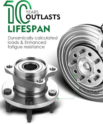 Set of 2 Rear Wheel Bearing and Hub Assembly with 5-Lug Fit for:-Ford Edge 2007 2008 2009 2010, for:-Lincoln MKX 2007 2008 2009 2010 3.5L, 4 Wheel ABS, Only AWD Replace OE# 512335 BR930636 in Saudi Arabia