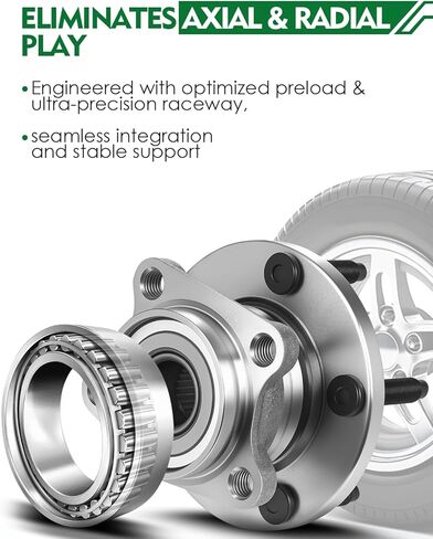 Set of 2 Rear Wheel Bearing and Hub Assembly with 5-Lug Fit for:-Ford Edge 2007 2008 2009 2010, for:-Lincoln MKX 2007 2008 2009 2010 3.5L, 4 Wheel ABS, Only AWD Replace OE# 512335 BR930636 in Saudi Arabia
