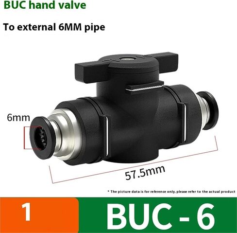 1PCS Air Pneumatic Fitting Black Quick BUC Hand Valve(BUG8-6) in Kuwait