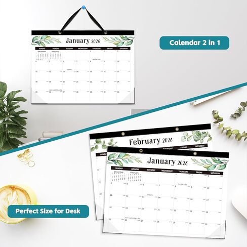 Desk Calendar 2025-2026, 18 Monthly Calendar from Jan 2025 -Jun 2026, 17"x12" Wall Calendar with Corner Protectors Tear Off, Colorful Lump Desk Calendar for Planning and Organizing Home School Office in Kuwait
