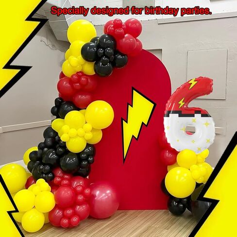40 Inch Red White Cartoon Theme Number Balloons Large Birthday Party Number Balloons Cartoon Animation for Kids Birthday Party Decoration Supplies (Number 6) in Saudi Arabia
