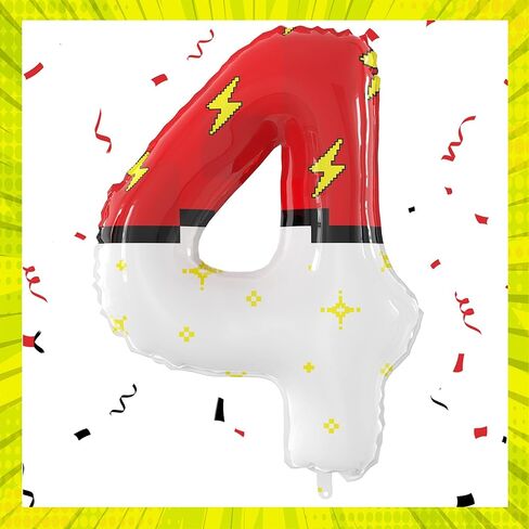 40 Inch Red White Cartoon Theme Number Balloons Large Birthday Party Number Balloons Cartoon Animation for Kids Birthday Party Decoration Supplies (Number 6) in Saudi Arabia