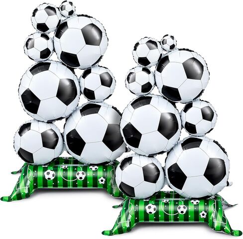 Soulchen 2 Pcs 5 ft Giant Self Standing Soccer Foil Balloons with Green Field Base for Soccer Birthday Sports Themed Party Decoration Supplies in Saudi Arabia