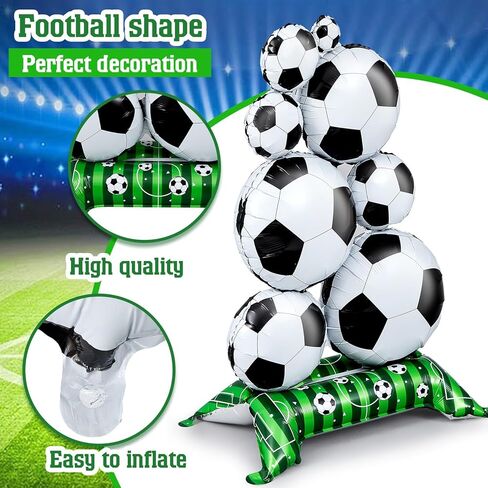 Soulchen 2 Pcs 5 ft Giant Self Standing Soccer Foil Balloons with Green Field Base for Soccer Birthday Sports Themed Party Decoration Supplies in Saudi Arabia