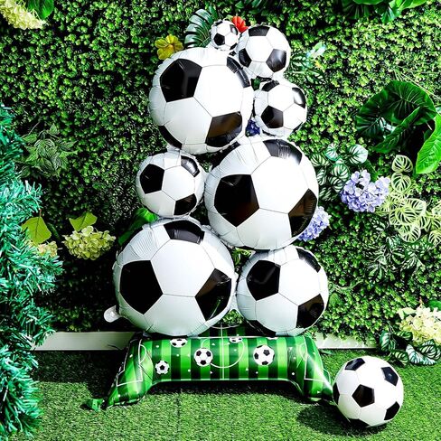 Soulchen 2 Pcs 5 ft Giant Self Standing Soccer Foil Balloons with Green Field Base for Soccer Birthday Sports Themed Party Decoration Supplies in Saudi Arabia