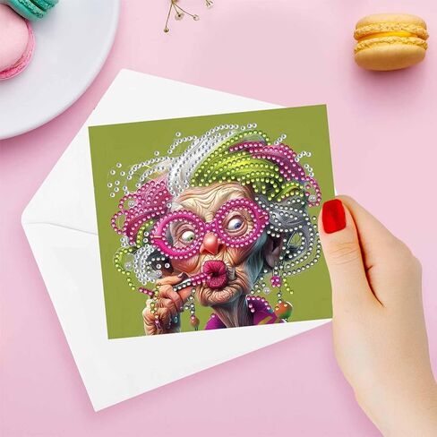 6 قطع من بطاقات معايدة عيد الميلاد DIY الماسية الفنية اللوحة بطاقات المعايدة نعمة مجموعة بطاقات قابلة للطي مع مظاريف بيضاء حرف فنية ماسية لهدية عيد الميلاد - البونسيتة in Kuwait
