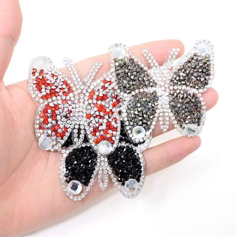 7PCS Sparkling Rhinestone Butterfly Patches Fashion Butterfly Appliques Iron on Patches for DIY Jeans Clothes Hat Jacket Decoration, 7 Colors in Saudi Arabia