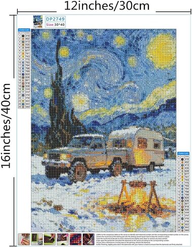 NIHO-JIUMA Happy Camping Diamond Painting Kits, 5D Full Drill Diamonds Art Crafts Kits for Adults, Home Art Deco (30x40cm/12x16 Inches) in Saudi Arabia