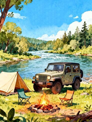 NIHO-JIUMA Happy Camping Diamond Painting Kits, 5D Full Drill Diamonds Art Crafts Kits for Adults, Home Art Deco (30x40cm/12x16 Inches) in Saudi Arabia