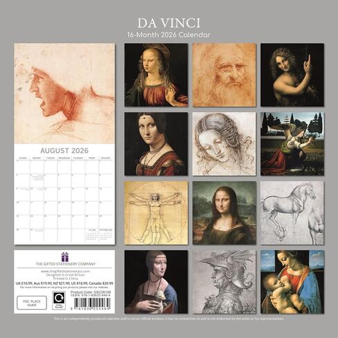 The Gifted Stationery 16 Month Square Wall Calendar - Art & Antique Prints 2026 Wall Calendar 12 x 12 in with 180 Stickers - Hanging 2026 Planner & Monthly Planner Layout - Sep 2025-Dec 2026 in Saudi Arabia