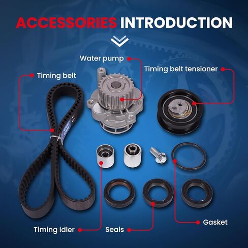 MOCA Timing Belt Kit Water Pump Compatible with 2007-2010 for Volkswagen Eos 2.0L, 2009-2015 for Audi TT Quattro 2.0L, 2006-2008 for Volkswagen Passat 2.0L, 2005-2009 for Audi A4 2.0L in Saudi Arabia