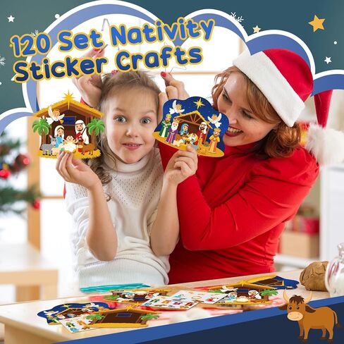 Tenceur 48 Set Christmas Nativity Scene Stickers for Kids Make a Nativity Scene Stickers Jesus Crafts DIY Set Gifts for Religious Xmas Christian Sunday School Game Birthday Party Supplies (Classic) in Saudi Arabia