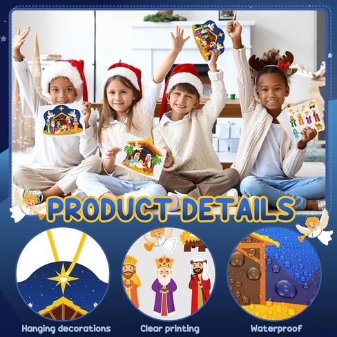 Tenceur 48 Set Christmas Nativity Scene Stickers for Kids Make a Nativity Scene Stickers Jesus Crafts DIY Set Gifts for Religious Xmas Christian Sunday School Game Birthday Party Supplies (Classic) in Saudi Arabia