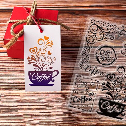 القهوة واضح المطاط طوابع خمر السحلية الحديد بطاقة بريدية أكواب الزهور الرجعية شفافة سيليكون ختم ختم DIY بها بنفسك بطاقة صنع سكرابوكينغ ألبوم صور عيد الشكر 4.3 × 6.3 بوصة in Saudi Arabia