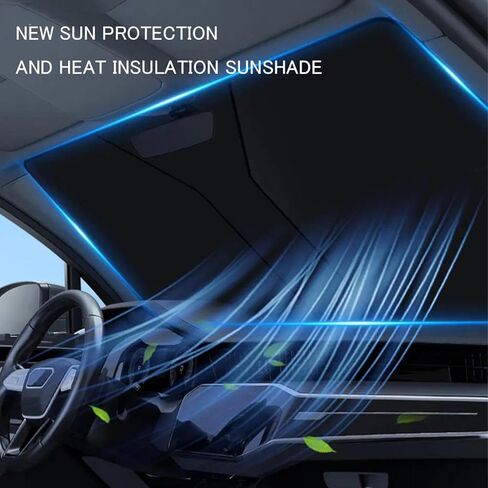 مناسب لسيارة Changan CS55 Plus 2022-2025، مظلة شمسية للزجاج الأمامي للسيارة، ظلال سيارة الكل في واحد قابلة للطي للنوافذ الأمامية (أسود) in Kuwait