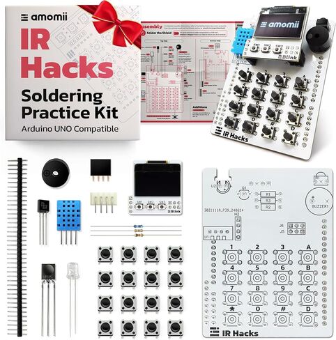 IR Hacks - Soldering Practice Kit for Arduino UNO - Infrared Technology Shield with OLED Screen, Keypad, IR Sensors - DIY Electronics Project for Adults and Teens in Saudi Arabia
