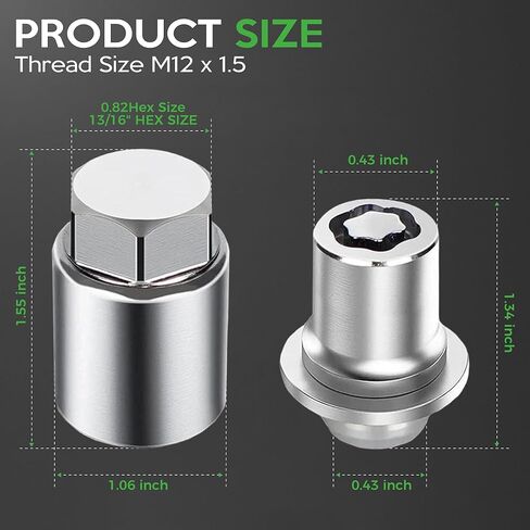 Wheel Lock Lug Nuts Set M12 x 1.5 Compatible with Toyota Camry Tacoma Corolla Highlander Avalon C-HR RAV4 Sienna Venza Celica Prius Matrix CHR Mirai Replace# 00276-00900 in Saudi Arabia