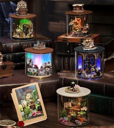 مجموعة أدوات إنشاء منزل دمى مصغر تتضمن غرفة رائعة إضافة إلى الأثاث والغطاء لتقديمها كهدية رومانسية في عيد الحب من فليفر (حديقة أخضر) in Kuwait