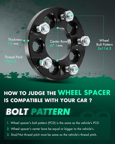 SCITOO 2pcs 5x100 to 5x114.3 Wheel adapters 15mm Bore 67.1mm Studs 12x1.5 5Lug Wheel Spacers No Hubcentric Fit for Camry 1986-1991, for Celica 1993-2005, for Corolla 2003-2022, for Matrix 2003-2013 in Saudi Arabia