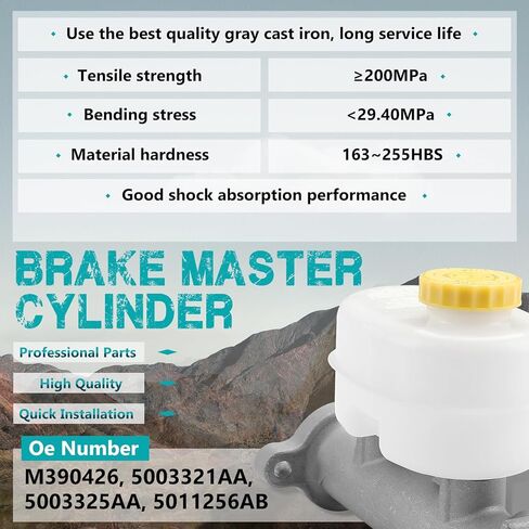 5003321AA Brake Master Cylinder with Reservoir Compatible with Dodge Vehicles - Ram 1500 1998-2001, Ram 2500 1998-2000, Ram 3500 1998-2001, Replace OE 5003321AA, 5003325AA, 5011256AB in Saudi Arabia