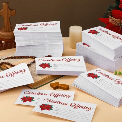 600 Pcs 6.5 x 3.5 Inch Christmas Offering Envelopes for Church Tithes and Offering Envelopes for Religious Tithe Donation Bulk Church Supplies(Poinsettia Flower) in Kuwait