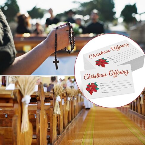 600 Pcs 6.5 x 3.5 Inch Christmas Offering Envelopes for Church Tithes and Offering Envelopes for Religious Tithe Donation Bulk Church Supplies(Poinsettia Flower) in Kuwait