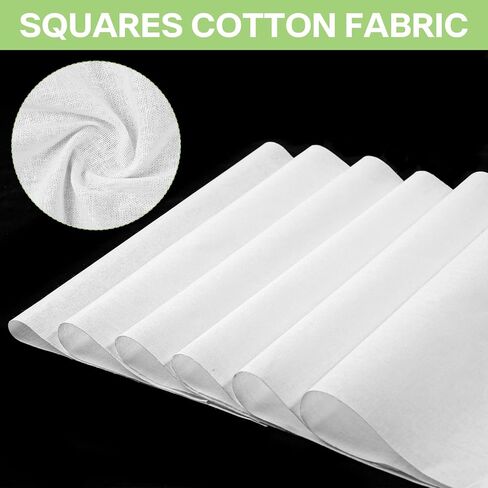 100Pcs 9.45 x 9.45 Fabric Squares White Cotton Fabric Precut Quilt Squares Solid Colors Fabric Bundles White Fabric for DIY Sewing Craft Tie-dye Patchwork in Saudi Arabia