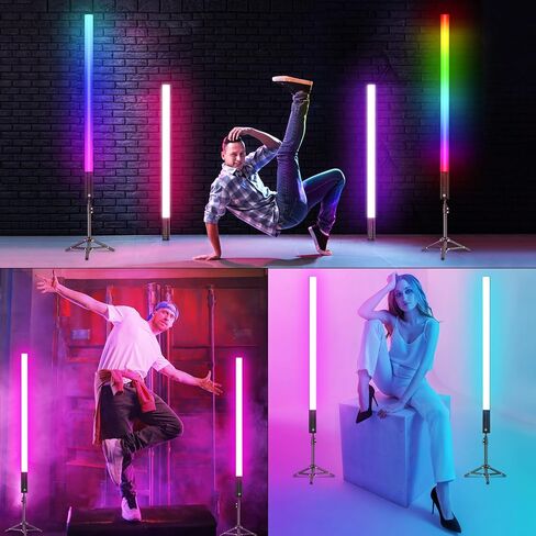 4Pack RGB Tube Light Bar(4FT) with Light Stand, Battery Powered LED Video Light Wand Stick for DJ Lighting, Dance Club and Photography Lighting in Kuwait