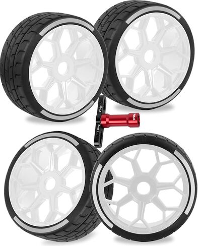 عجلات وإطارات RC لـ 1/8 Typhon 6S BLX، 1/7 Infraction 6S BLX، بلا حدود، عجلات RC وإطارات RC إطارات ناعمة لإطارات الشاحنات وإطارات الطرق السريعة، أبيض in Saudi Arabia