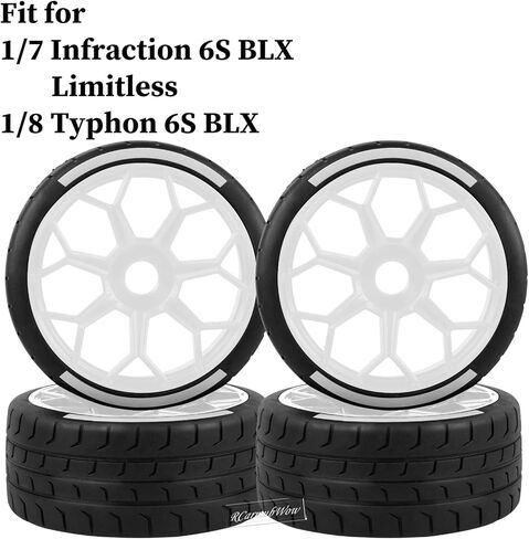 عجلات وإطارات RC لـ 1/8 Typhon 6S BLX، 1/7 Infraction 6S BLX، بلا حدود، عجلات RC وإطارات RC إطارات ناعمة لإطارات الشاحنات وإطارات الطرق السريعة، أبيض in Saudi Arabia
