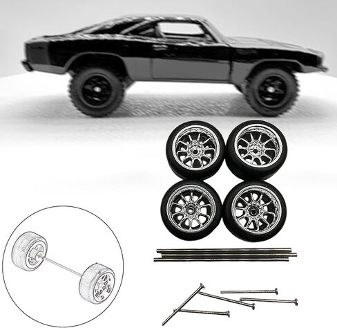 4X عجلات وإطارات RC نموذج جزء RC، إطارات السيارة المعدلة لمقياس 1:64 RC Car DIY قطع غيار إكسسوارات، طراز Argent A in Kuwait